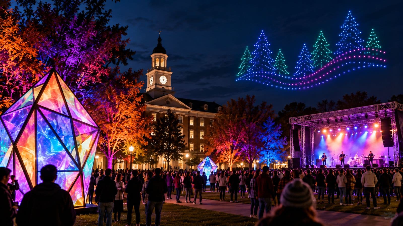 Submitted photo for: SUNY Potsdam festival brings illuminated art, music and drone show to campus
