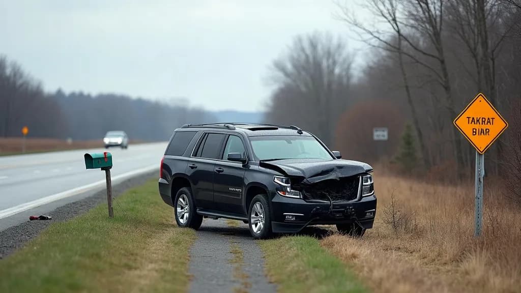Editorial illustration for: Driver injured after SUV strikes sign, mailboxes in Morristown crash