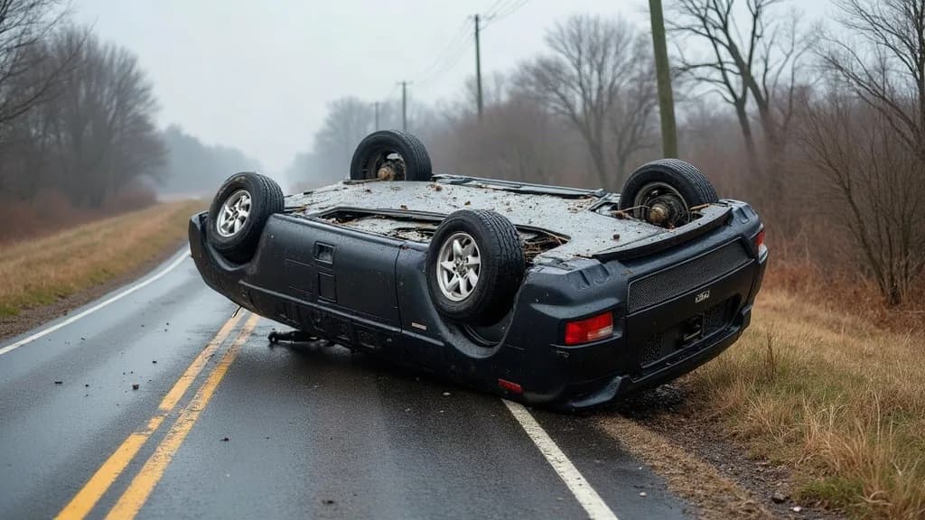 Editorial illustration for: Rollover crash with injury at 11417 County Route 9: unit checking on release from scene